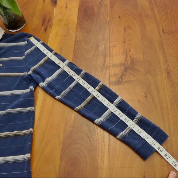 LACOSTE Stripped Blue Polo Casual Long Sleeves Shirt Blouse. Men’s Large. - Picture 11 of 13